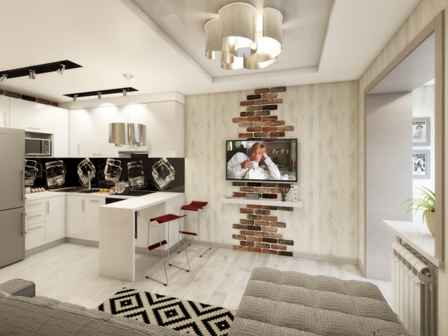 Дизайн однокомнатной квартиры площадью 43 м2